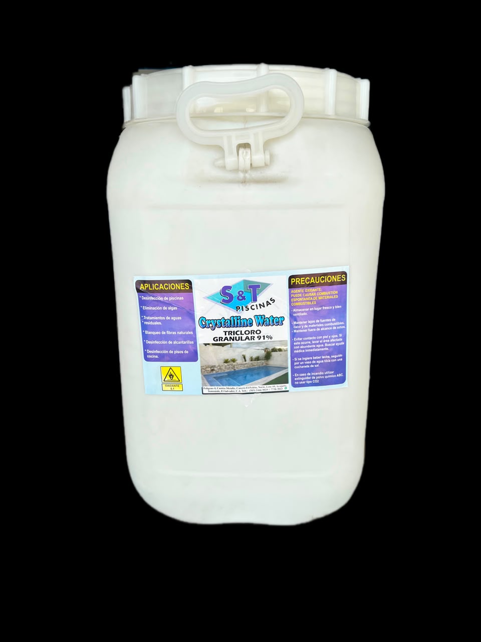 Tambo de Tricloro al 91% de 55 libras Crystalline Water