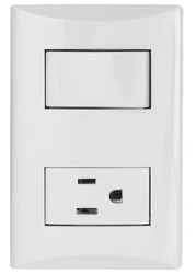INTERRUPTOR + TOMA CORRIENTE BLANCO 15A 125V EAGLE